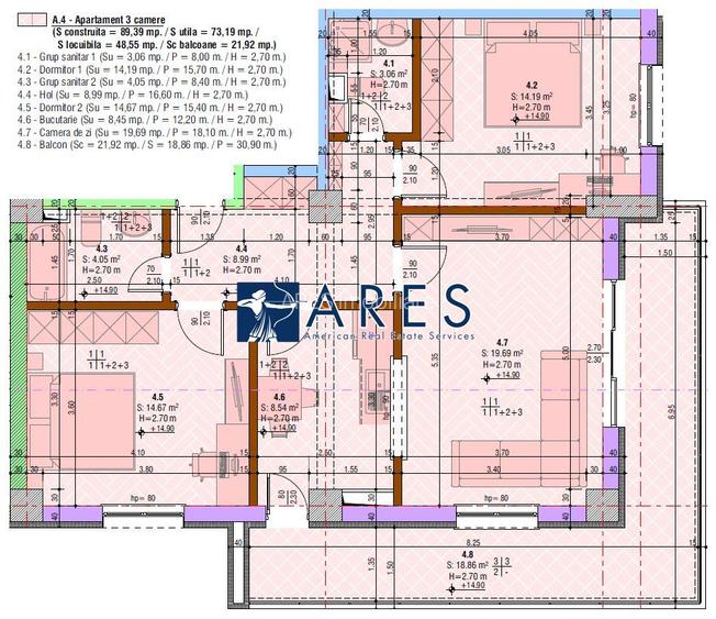 Bloc nou | Ozon Tower | Central | 3 camere | Et. 5 - 4