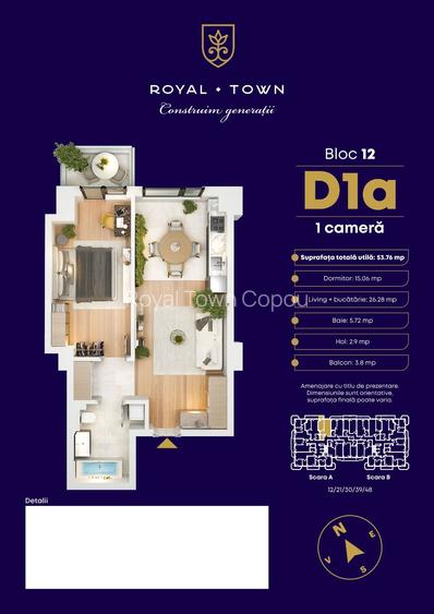 Apartament de vanzare cu 1 cameră - Zona Copou Royal Town Iasi - 9