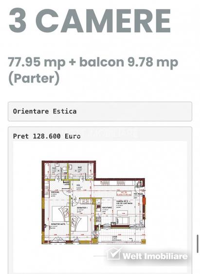 Apartament 3 camere + balcon, Floresti - 2
