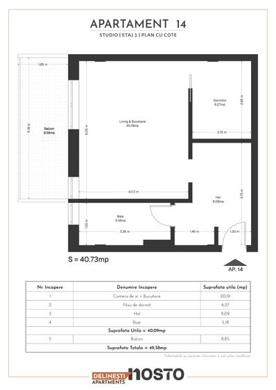Apartament de vânzare | 1 cameră + terasă, compartimentare practică - 5