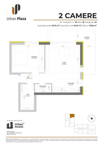 Apartament 2 camere | Urban Plaza – Bloc 18 | Parcare + Boxă incluse - 1