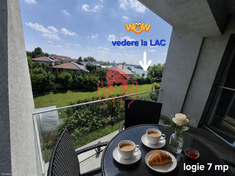 SISESTI-2 camere mobilate, 2 bai, terasa cu vedere lac, bloc boutique, parcare!