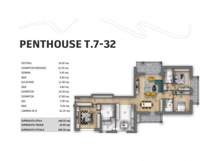 PENTHOUSE | Ultracentral | Piata Unirii | 2025 | 4 camere, 185 mp (terase 25 mp) - 2