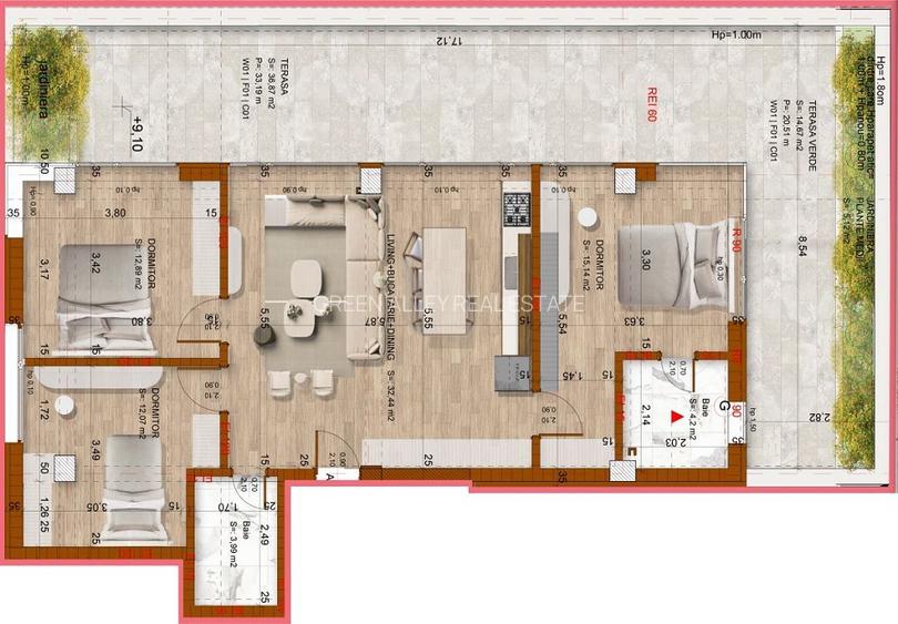 4 CAMERE || SPATIOS || LUMINOS || TERASA 50 MP || DOMENII - 1