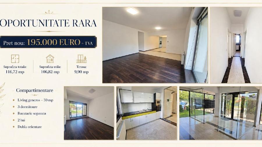 OCAZIE --- Apartament 4 camere 117 mp - GreenVista - PIPERA