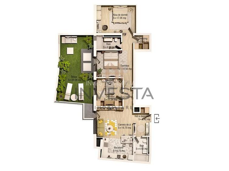 Apartament  4 camere 97 mp utili+ terasa 39 mp cu panorama spre Parc! - 1