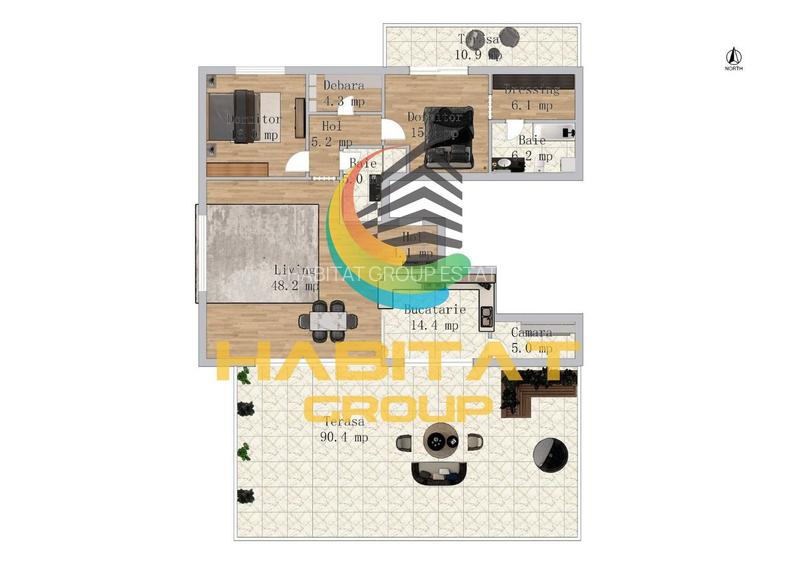 Penthouse  LUX 3 camere - UNICAT 127mp + 90mp terasa - 12