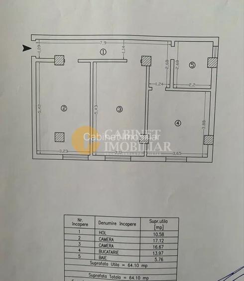 2 camere decomandat - 64mp- etaj intermediar– Valea Adâncă, zona Pepinierii - 9
