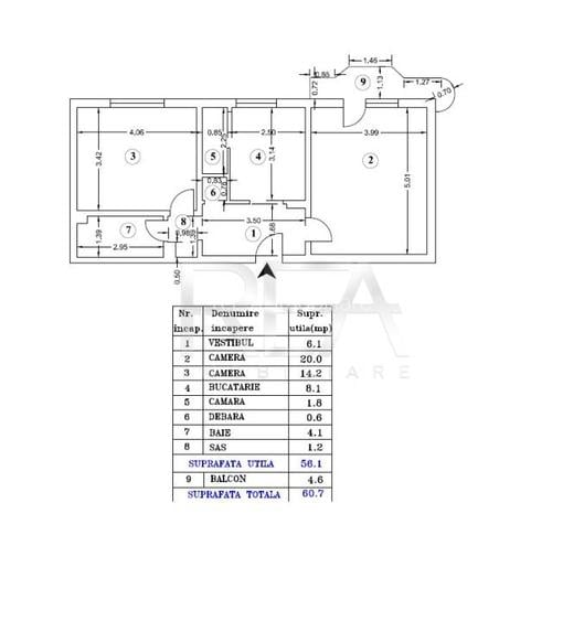 2 camere Vitan decomandat, centrala, an 1988, metrou, 60 mp - 9