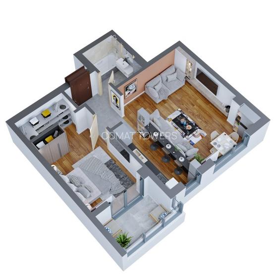 Finalizat - Apartament 2 Camere | TIP 4 | 56mp | Complex Comat Towers - 2