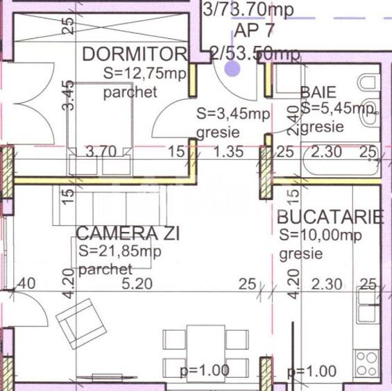 De vanzare apartament cu 2 camere semifinisat in Andrei Muresanu  - 3
