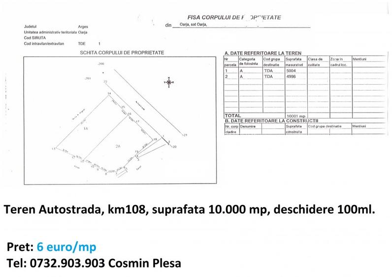 Teren AUTOSTRADA - OARJA, diverse suprafete - 2