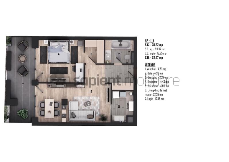 De vânzare apartament 2 camere, ultracentral, semifinisat