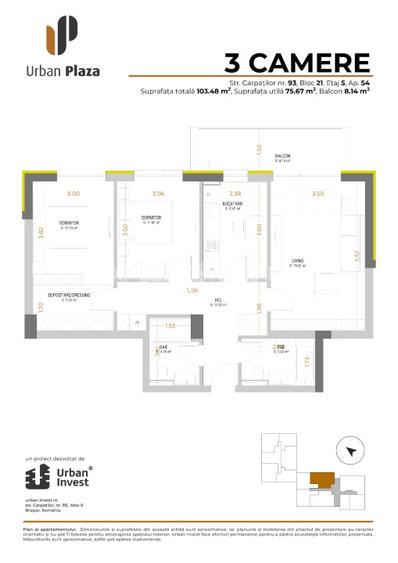Apartament 3 camere | Prima închiriere | Urban Plaza – Str. Carpaților - 1