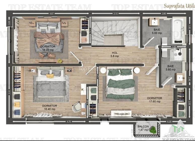 Vila individuala cuplata, in complex rezidential modern, cu 4 camere, toate util - 10