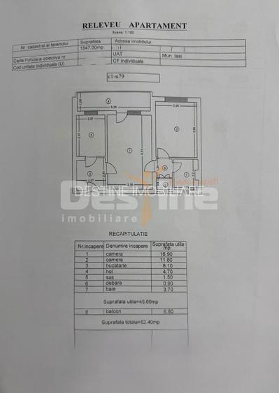 Apartament 2 camere semidecomandat, 52mp, Tatarasi