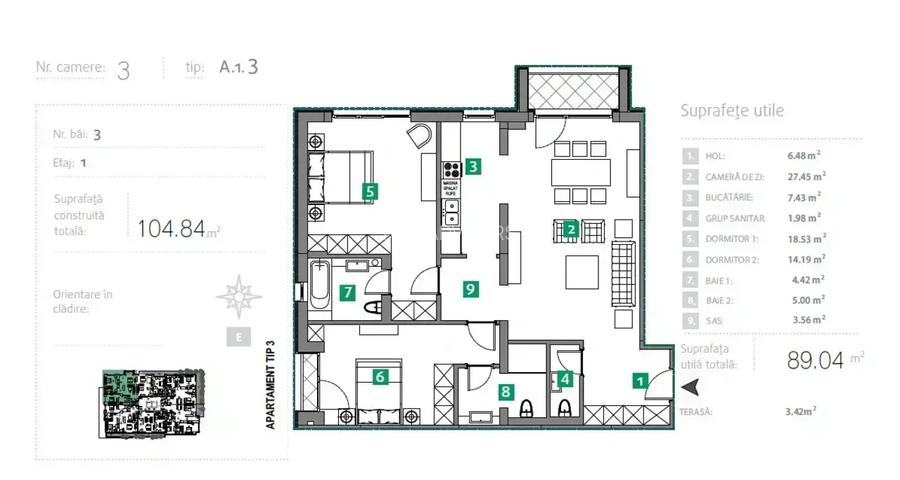 Apartament 3 Camere | Sisesti | Terasă + Balcon I Metrou - 13