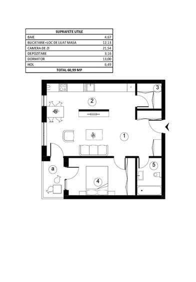 Apartament 2 camere finisat, 61 mp, parcare inclusă, Soporului - 2