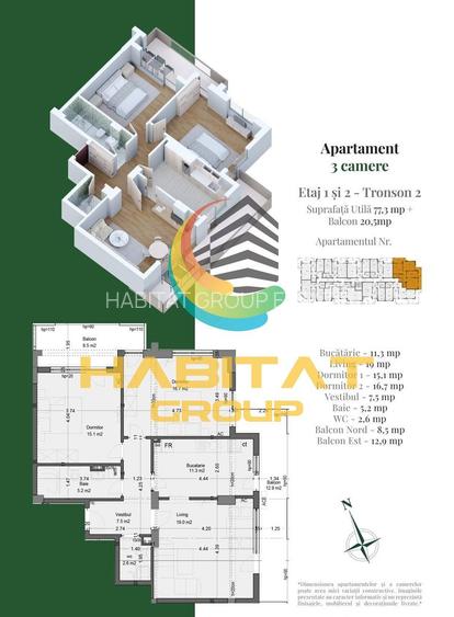 Pallady 3 camere decomandat spatios 98 mp bloc tip Boutique - 2