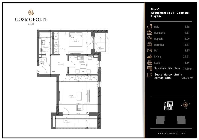 Apartament 2 camere Cosmopolit Zenit | Răcădău | SV - 7