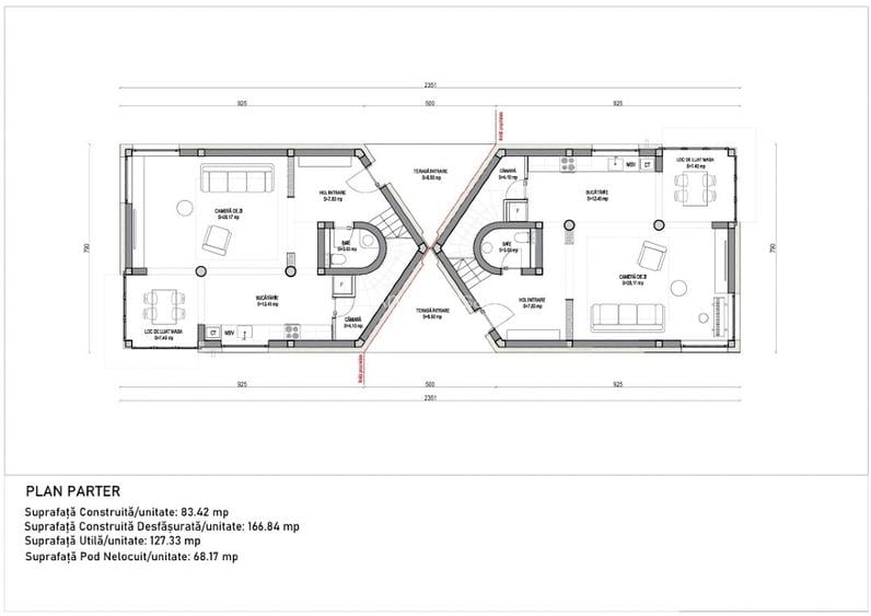 Doua unitati tip Duplex, 127mp utili, 470mp teren +zona comuna, Sangeorgiu de Ms - 3