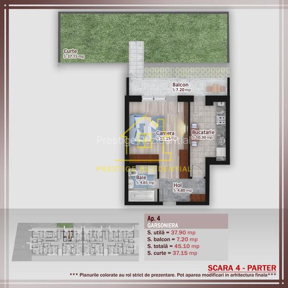 Garsoniera  – Terasa mare – Titan-Pallady – Metrou – Decom – 45,1 mp – CT - 2