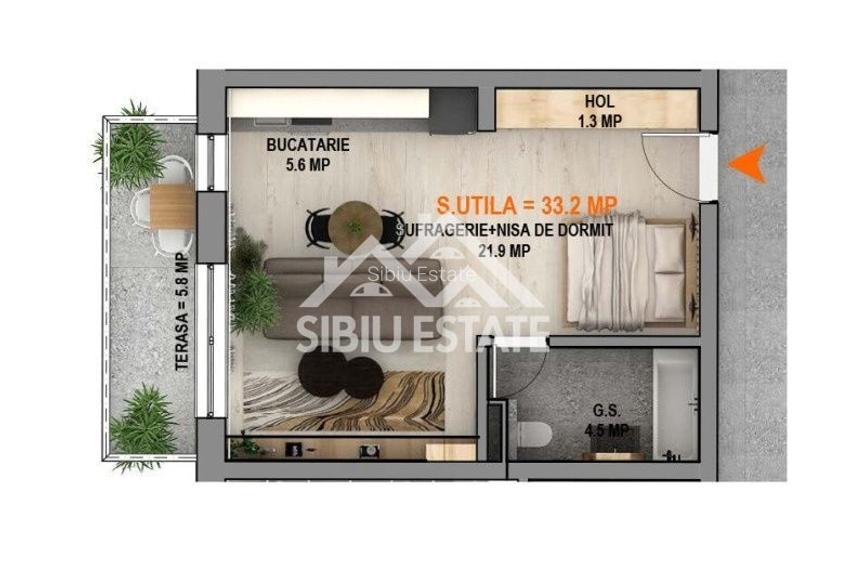 Studio finisat, modern, cu parcare si balcon - 1
