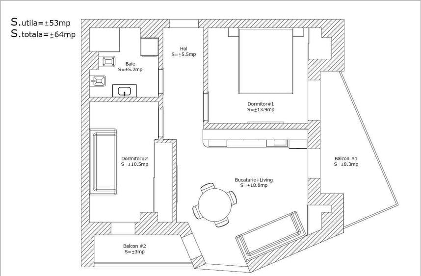 Apartament modern, 3 camere, 53 mp, etaj intermediar, parcare,Zona Mihai Romanul - 8