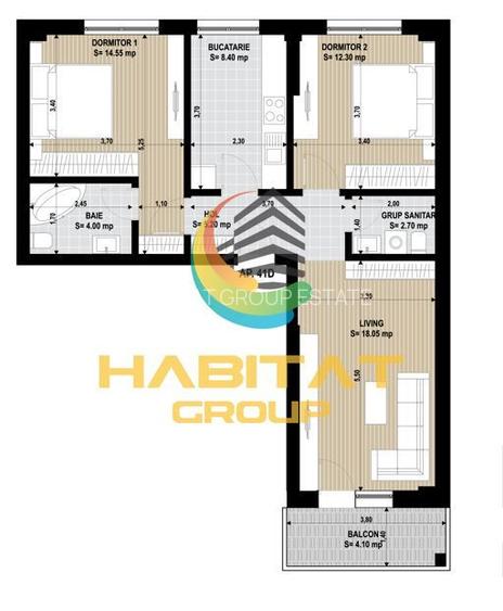 Apartament 3 Camere Sector 4 Grand Arena 70.4Mp Decomandat - 1