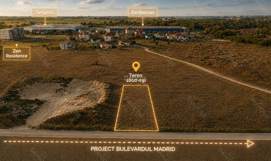 Teren intravilan 1.000 mp | Zona Dedeman/ proiect Bd. Madrid | Comision 0% - 2