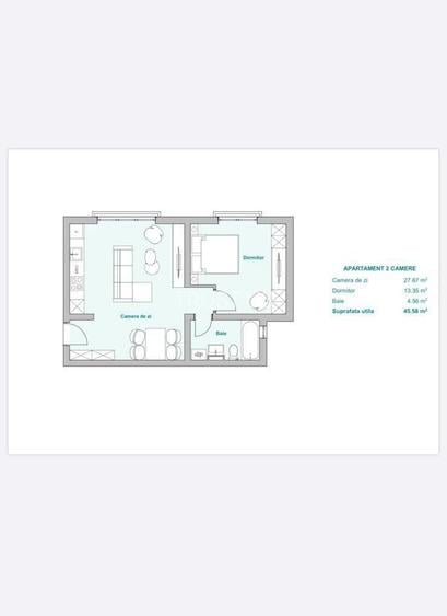 COMISION 0 | Apartament 2 camere | Etaj 1 | 46 mp utili | Zona Plopi - 15