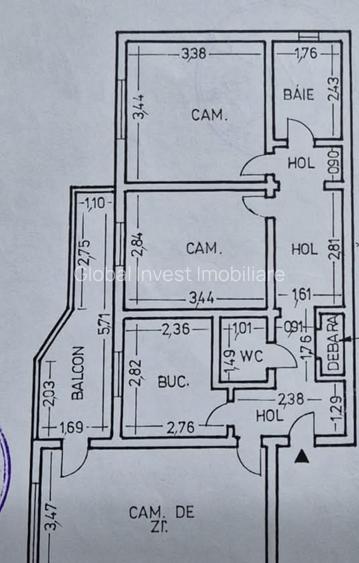 Apartament 3 camere, 2 gr sanitare, etaj 2/4 cu îmbunătățiri recente - 19