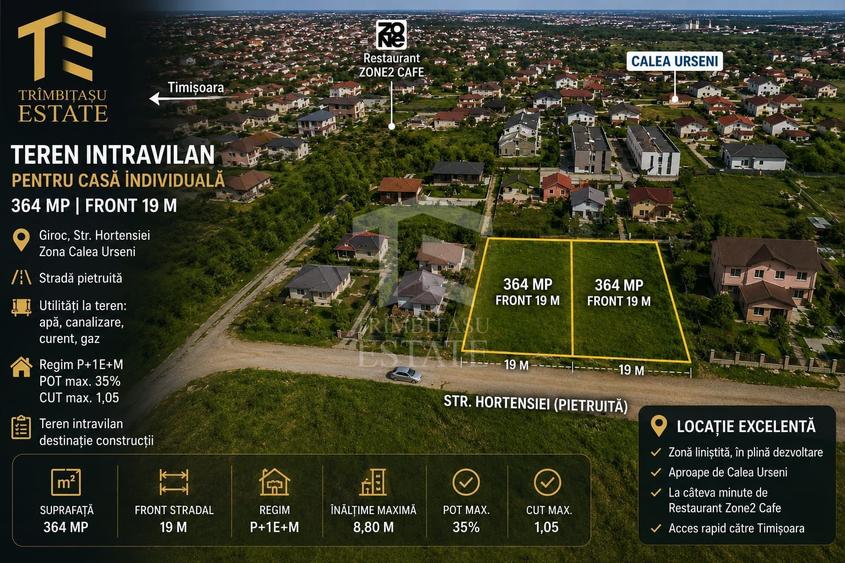 Teren intravilan | casă individuală | 364 mp | Zona Calea Urseni