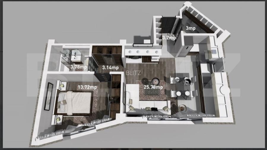 Apartament 2 camere, 53 mp, zona Bucium Aleea Domenii - 10