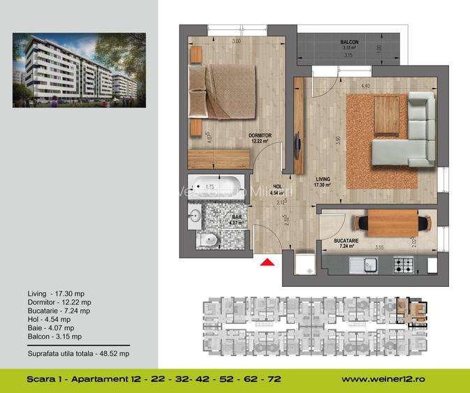 Apartamente 2 camere Direct Dezvoltator Weiner Vest Group - 2