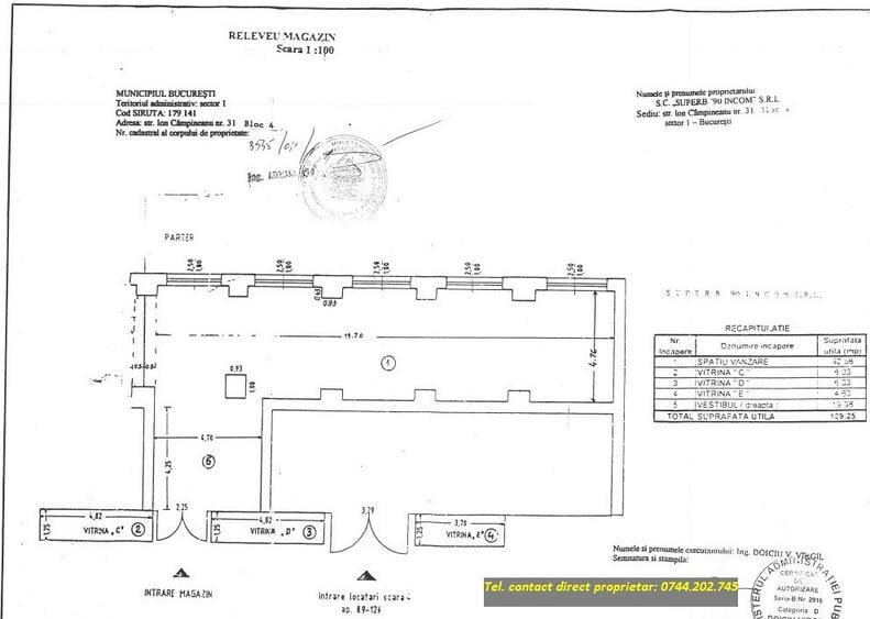 Spatiu comercial DE INCHIRIAT - str. Ion Campineanu 31, Bucuresti -- 130 mp - 16