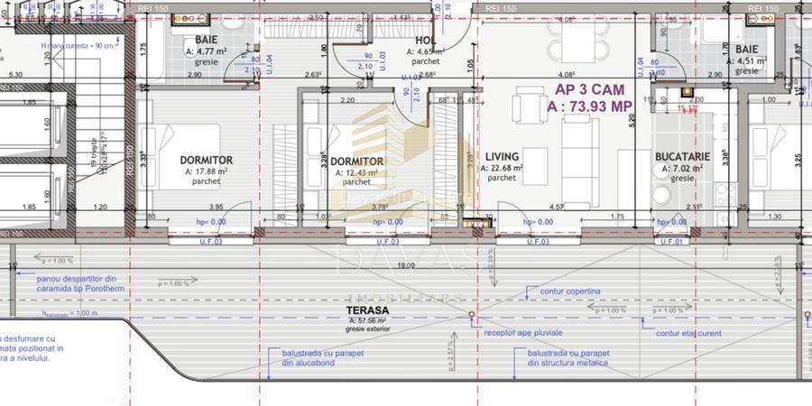 Penthouse de 3 camere semidecomandat | Florești - 2