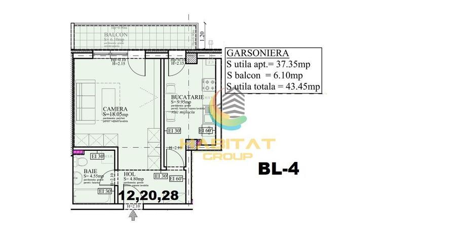 Pallady Garsoniera decomandata 44 mp in bloc tip Boutique