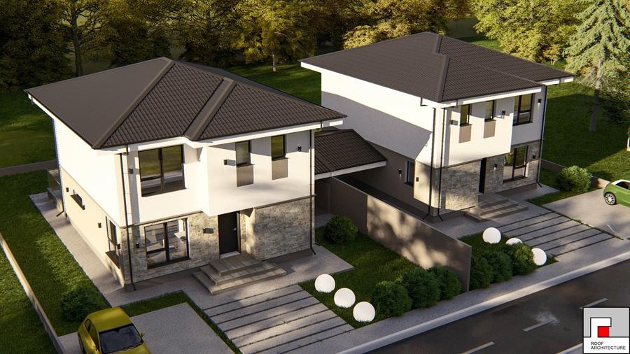 Vila individuala moderna constructie noua caramida regim P+1E finisaje premium
