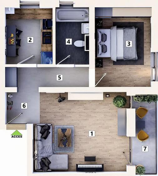 Apartament 2 camere cu loc de parcare inclus