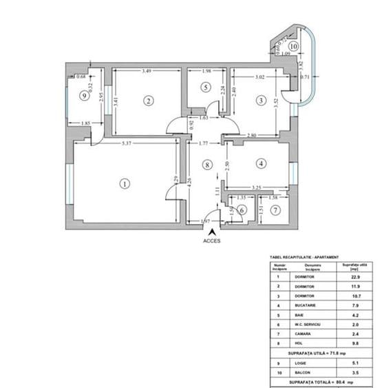 Apartament 3 camere Mircea Voda