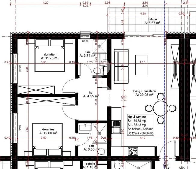 Apartament cu 3 camere | 65 utili | Bloc Nou | Etajul 2 | Oradea