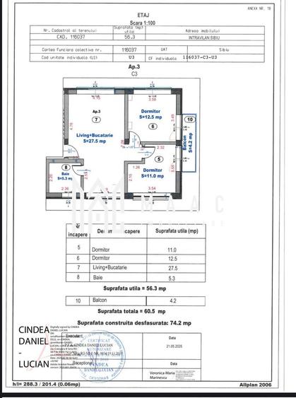 Apartament 3 camere | 56 MPU | Balcon | 2 Locuri de Parcare | Turnisor