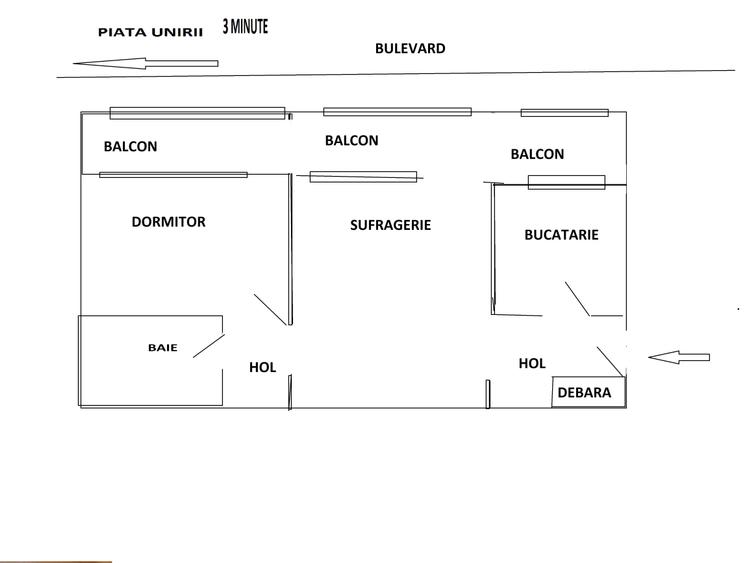 PIATA UNIRII-DIMITRIE CANTEMIER vanzare apartament 2 CAMERE - 1