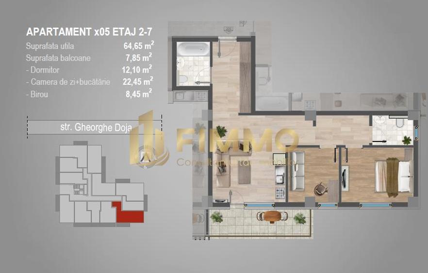 Apartament 3 cam | Bloc nou | Burdujeni Gheorghe Doja | ID: 1306