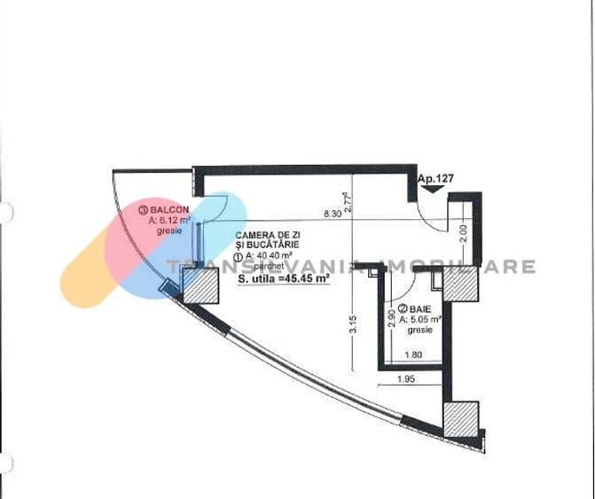 Apartament o camera, 45,59 mp, et. 19, West City Tower