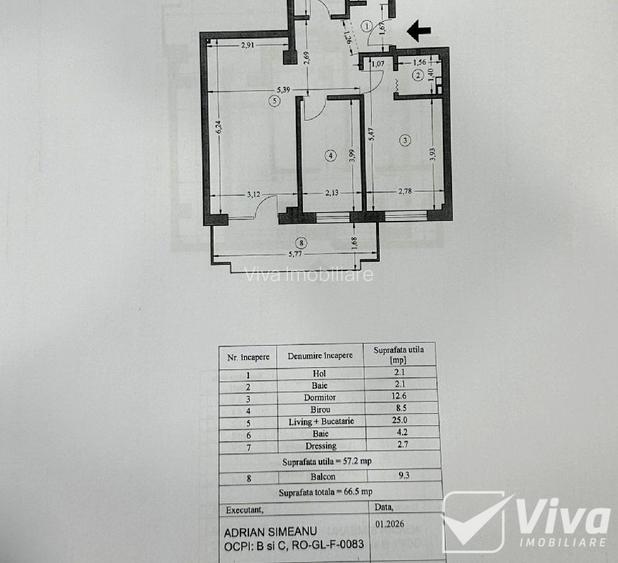 INTABULAT! ESQ Village 3! Ap 3 camere, 2 bai, 67 mp,, etaj 1 - 10