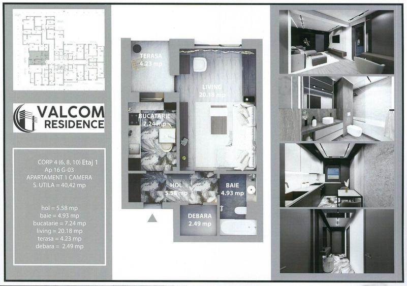 Valcom Residence Bartolomeu, Garsoniera, terasa 4.23, Comision 0%