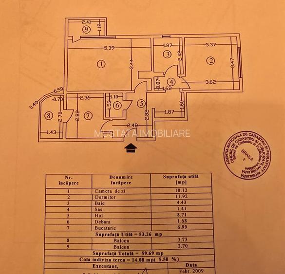 Comision Zero - 2 camere Calarasi 4, parter. Sup. totala 59.69 mp - 2