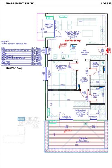 Apartament 3 camere, 78.15 mp utili, Calea Aradului